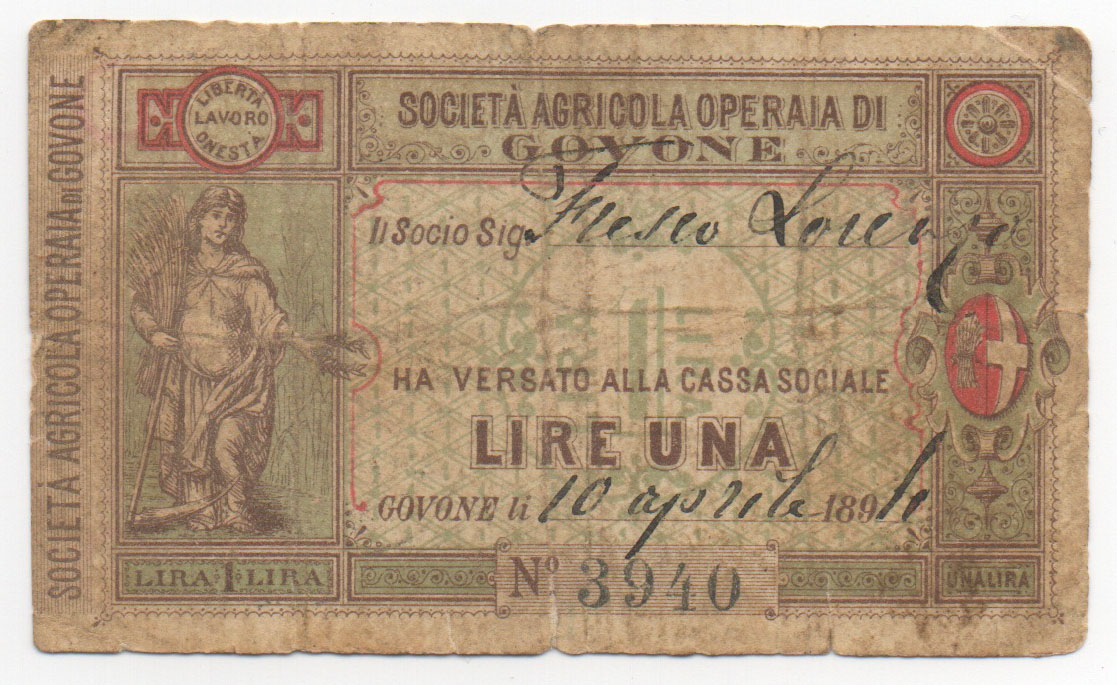 1 lira Govone-Cuneo (Biglietto nominativo)